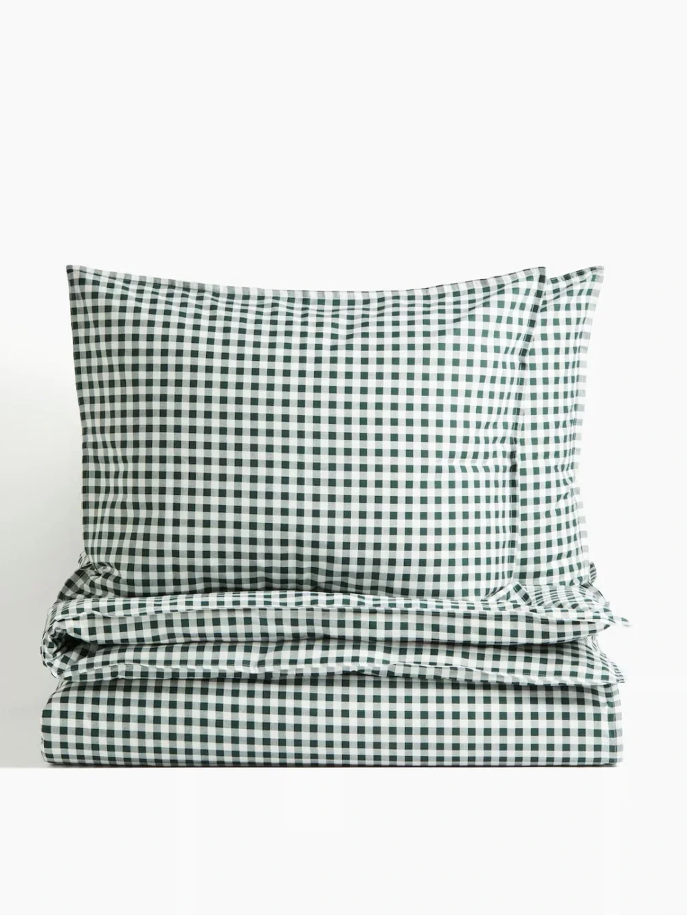 Green Gingham Cotton Duvet Cover Set king